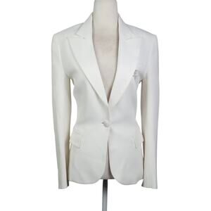 Faith Connexion White Blazer Jacket Rhinestone Logo S